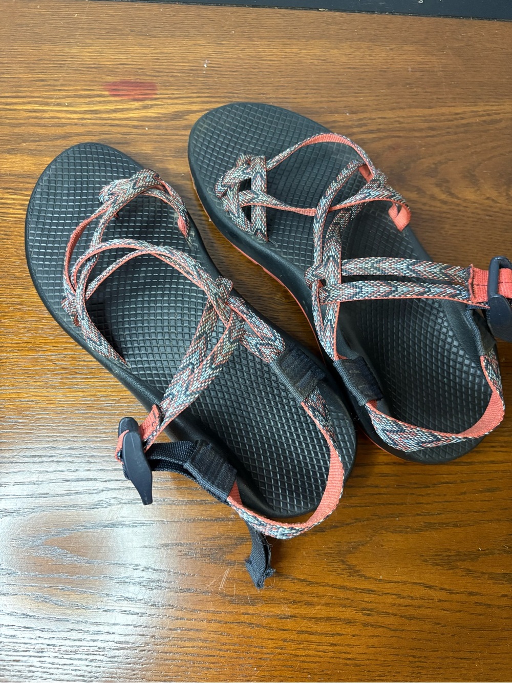 Chaco Women's Black and Coral Strappy Z/Cloud Sandals